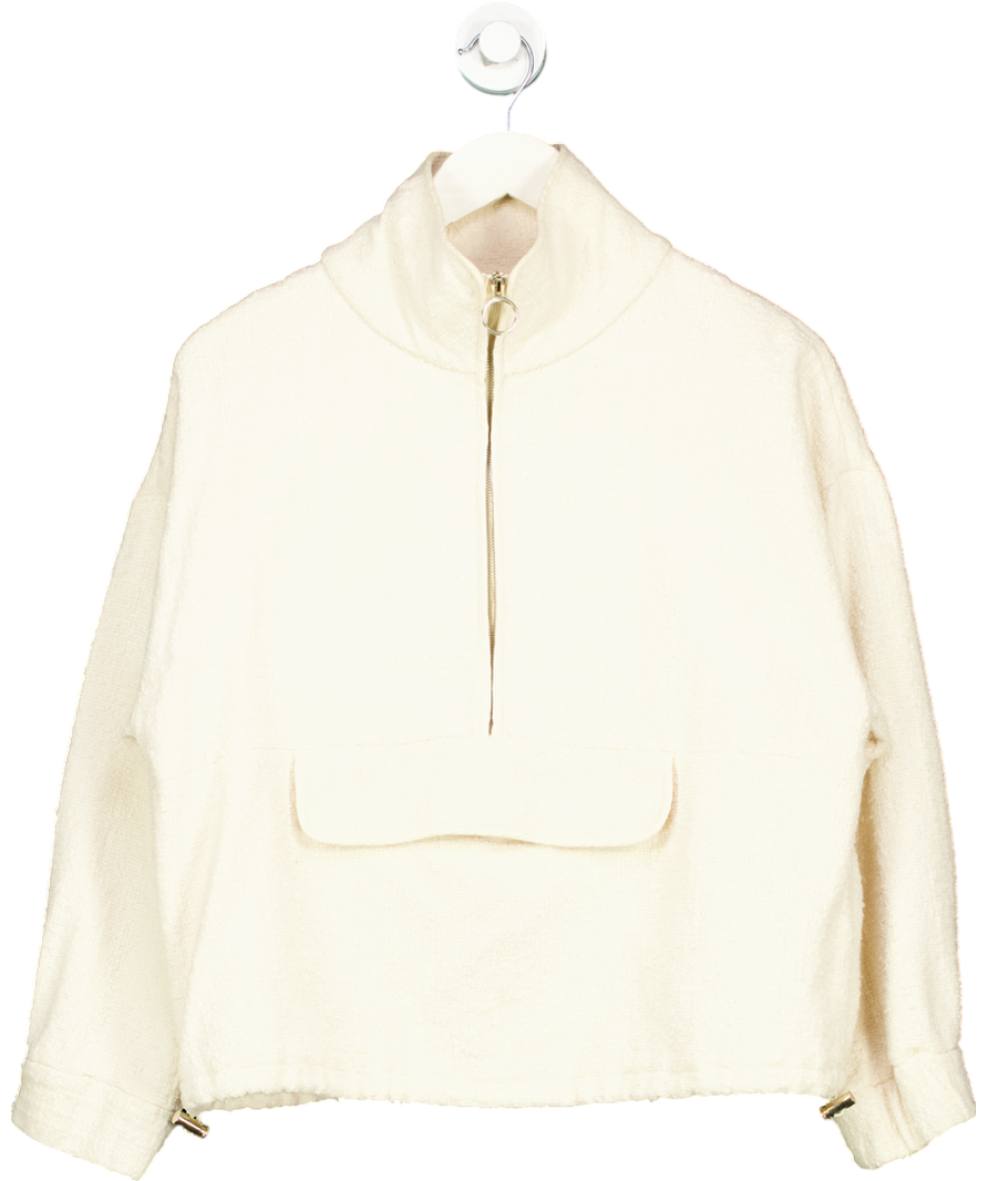 Ba&sh Cream Boucle 1/2 Zip Jacket UK S