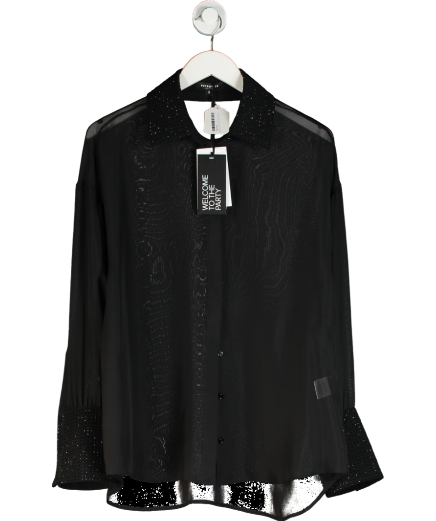 Retrofete Black Lovelyn Chiffon Top UK S