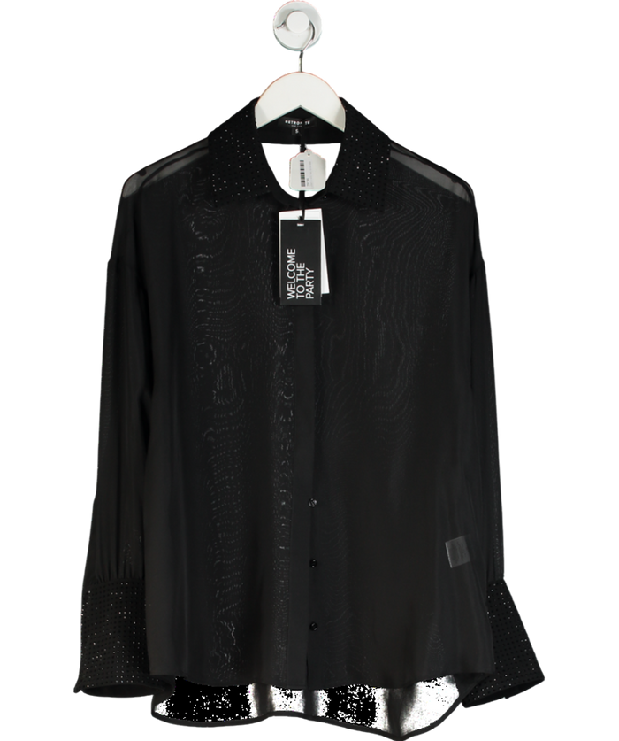 Retrofete Black Lovelyn Chiffon Top UK S