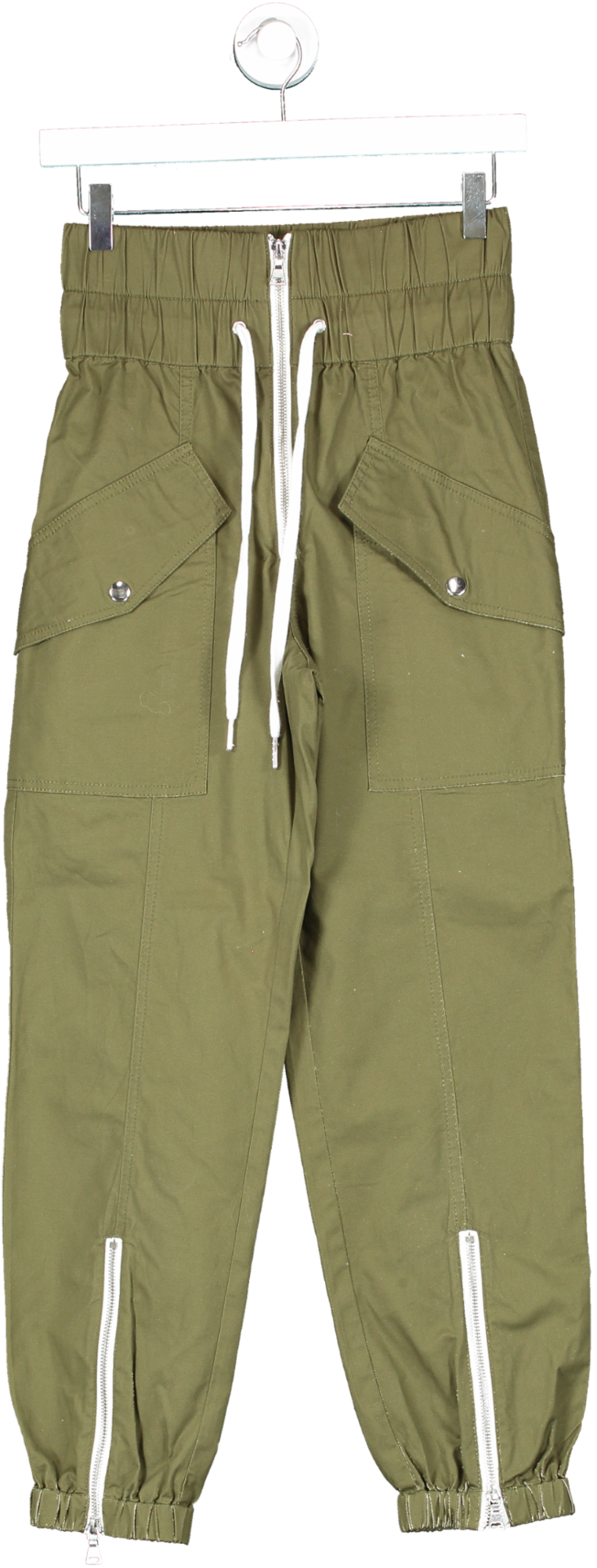 Marissa Webb Green Straight Leg Cargo Pants With Colour Block Zip Detail UK XS