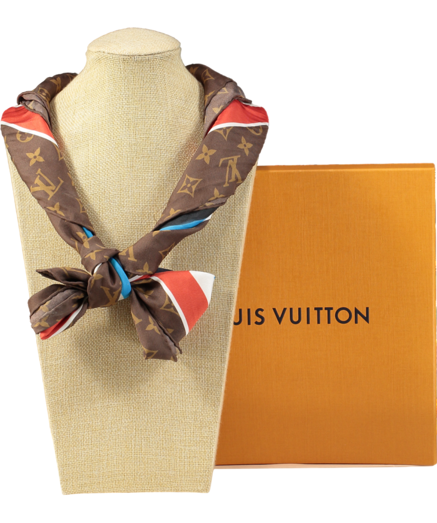 Louis Vuitton X Sun Yitian Multicoloured Silk Puffin LV Monogram Border Square Scarf