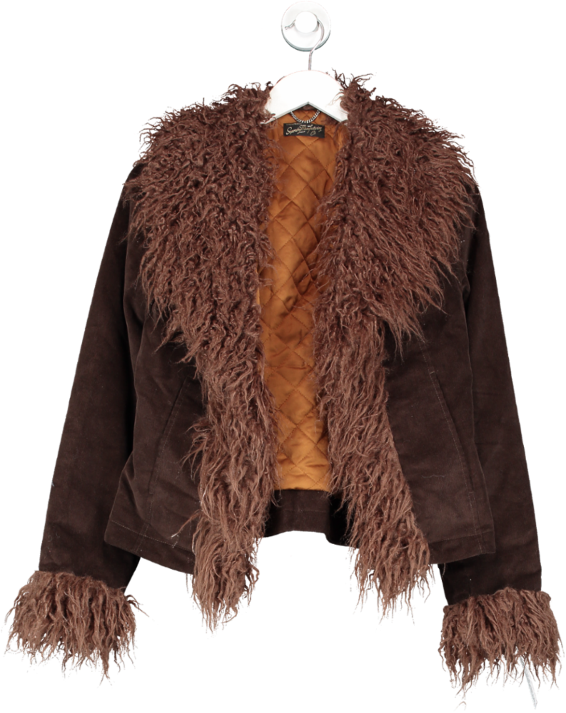 Superdry Brown Faux Fur Lined Corduroy Jacket One Size
