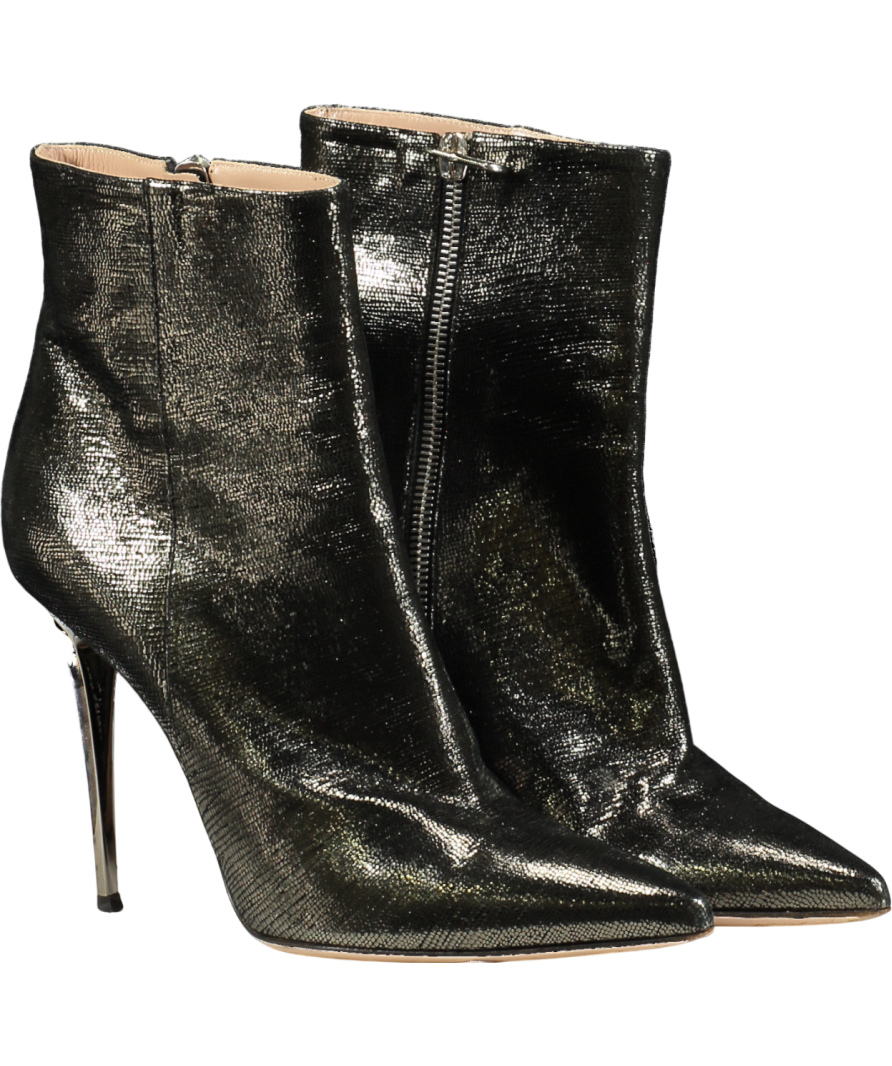 Sebastian Milano Grey Metallic Heeled Ankle Boots UK 5 EU 38 👠