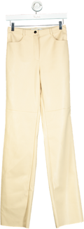 Cult Naked Cream Leather Straight-Leg Trousers UK S