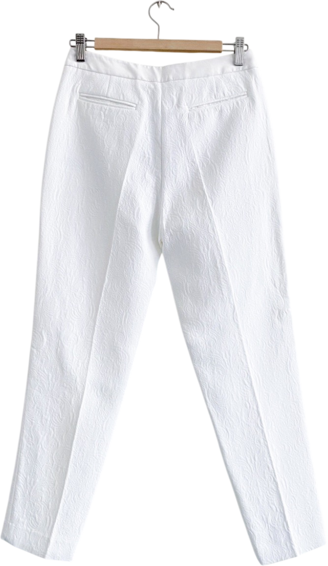 Sandro Paris White Jacquard Textured Tailored Cigarette Trousers Fr36 UK 8