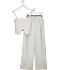 MANGO Grey Pinstripe Waistcoat Top And Wide Leg Trouser Set UK 6