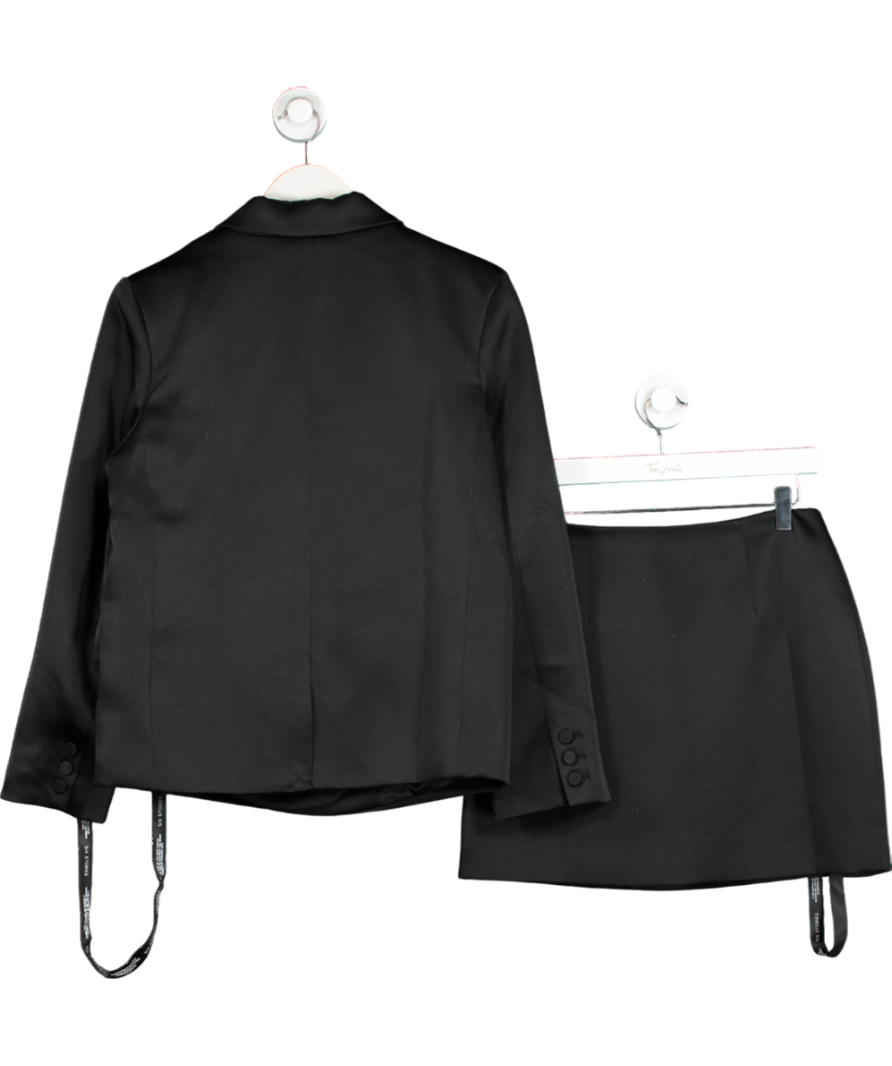 six stories Black Satin Tailored Jacket & Satin Tailored Mini Skirt UK 10