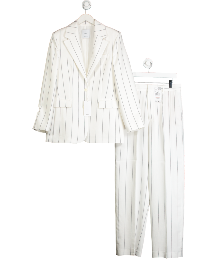 MANGO Cream 2-piece Pinstripe Suit Set UK M