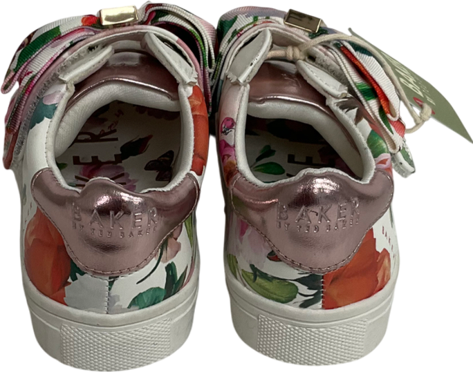 Ted Baker Multicoloured White Floral Bow Trainers UK 7 EU 24 👼