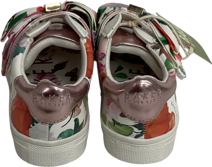 Ted Baker Multicoloured White Floral Bow Trainers UK 7 EU 24 👼