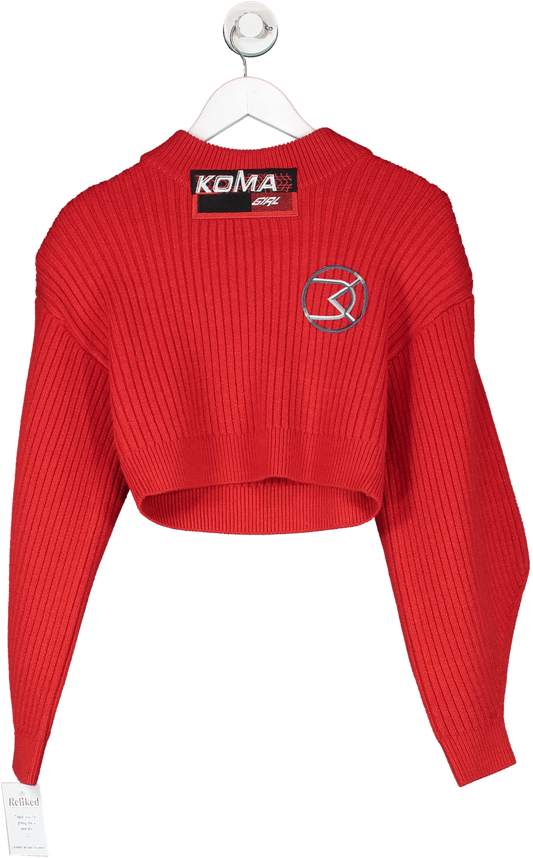 David Koma Red Koma Girl Cropped Ribbed Jumper UK S