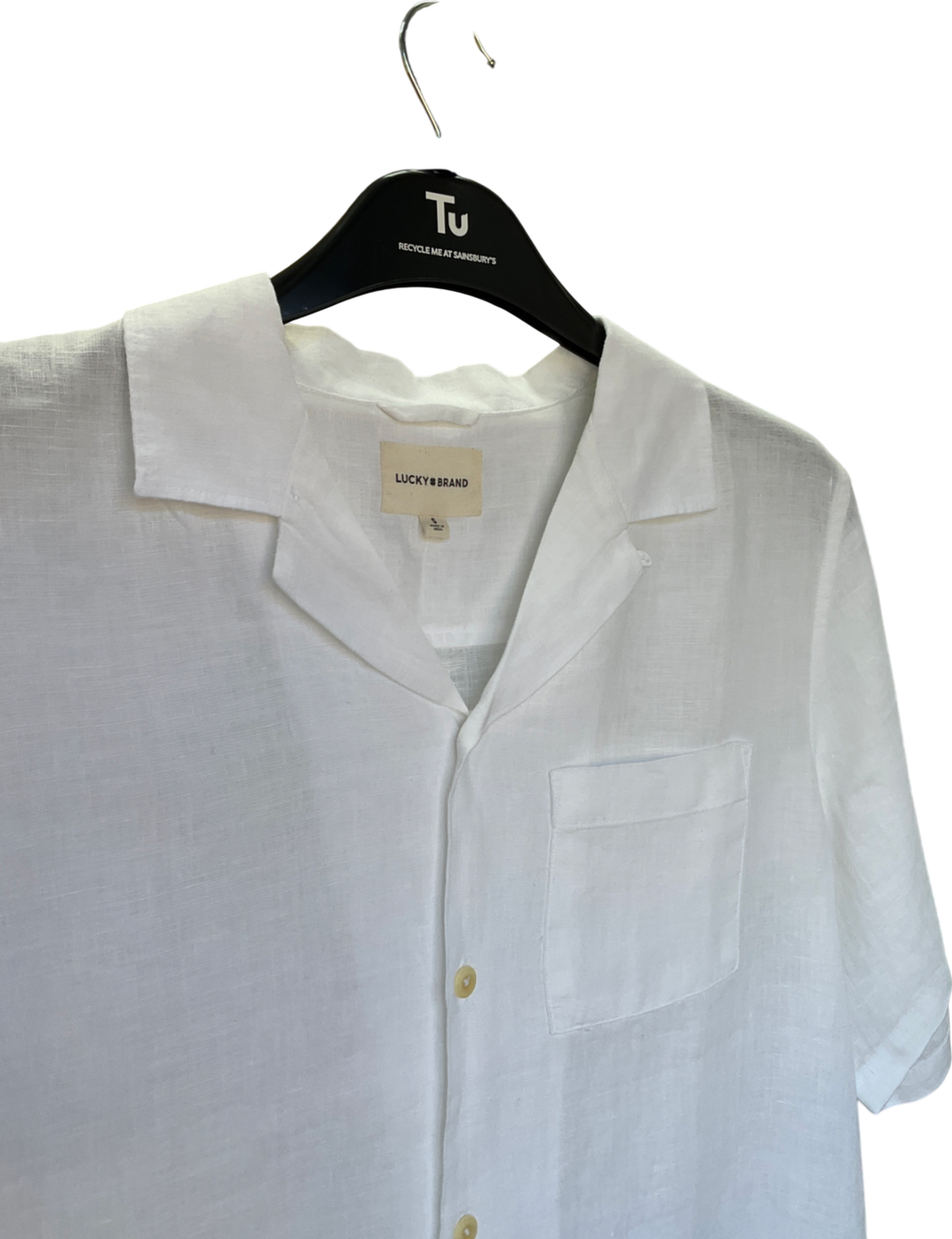 lucky # brand White Camp Collar Short Sleeve Shirt UK S