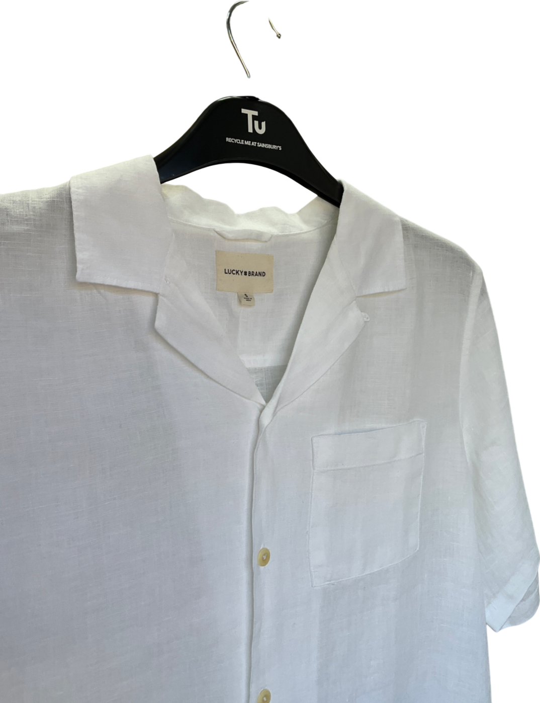 lucky # brand White Camp Collar Short Sleeve Shirt UK S