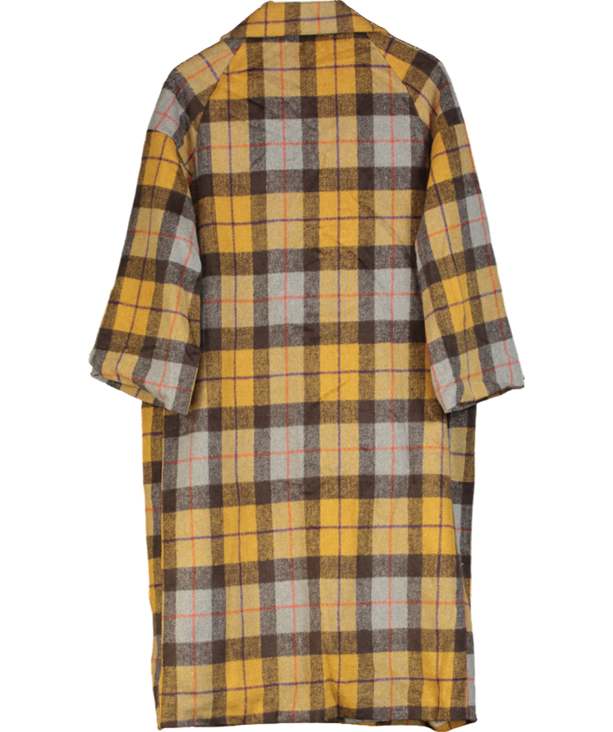 Lumina Yellow Plaid Pattern Trench Coat UK M