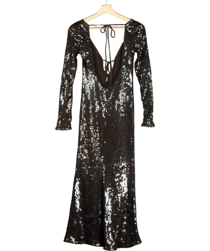 Brown Bardot Sequin Midi Dress UK 8