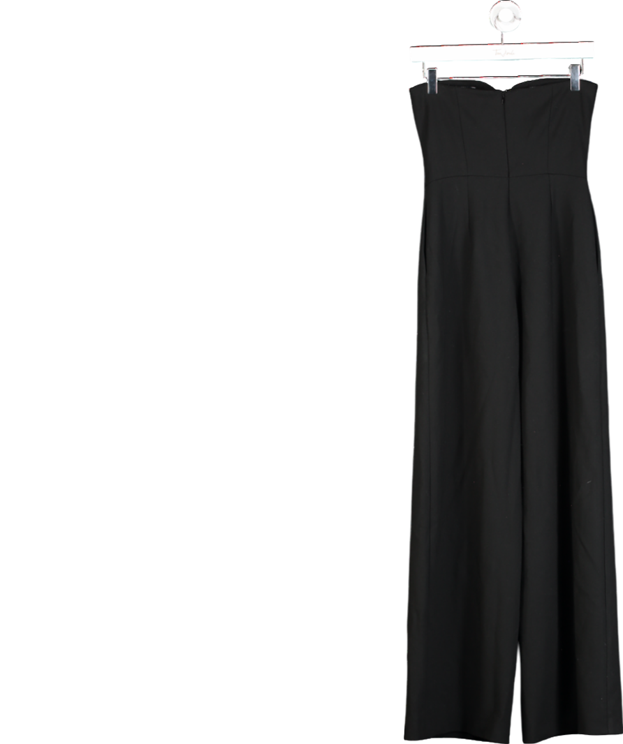 Karen Millen Black Compact Stretch Bandeau Tailored Wide Leg Jumpsuit UK 6