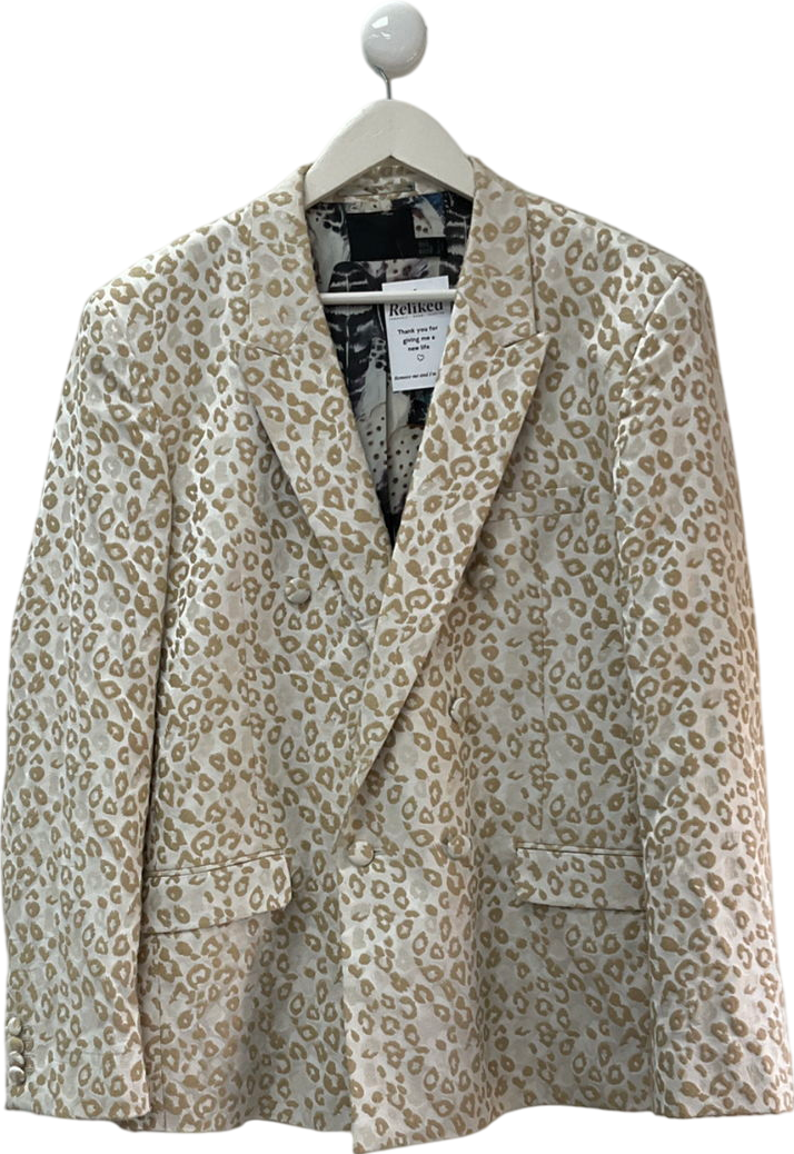 ASOS Cream Leopard Print Oversized Blazer UK 42" CHEST