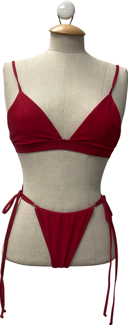 Gonza Red Gizele Triangle Top & Gizele Side Strap Bottom & Gizele Ruched Bottom UK S