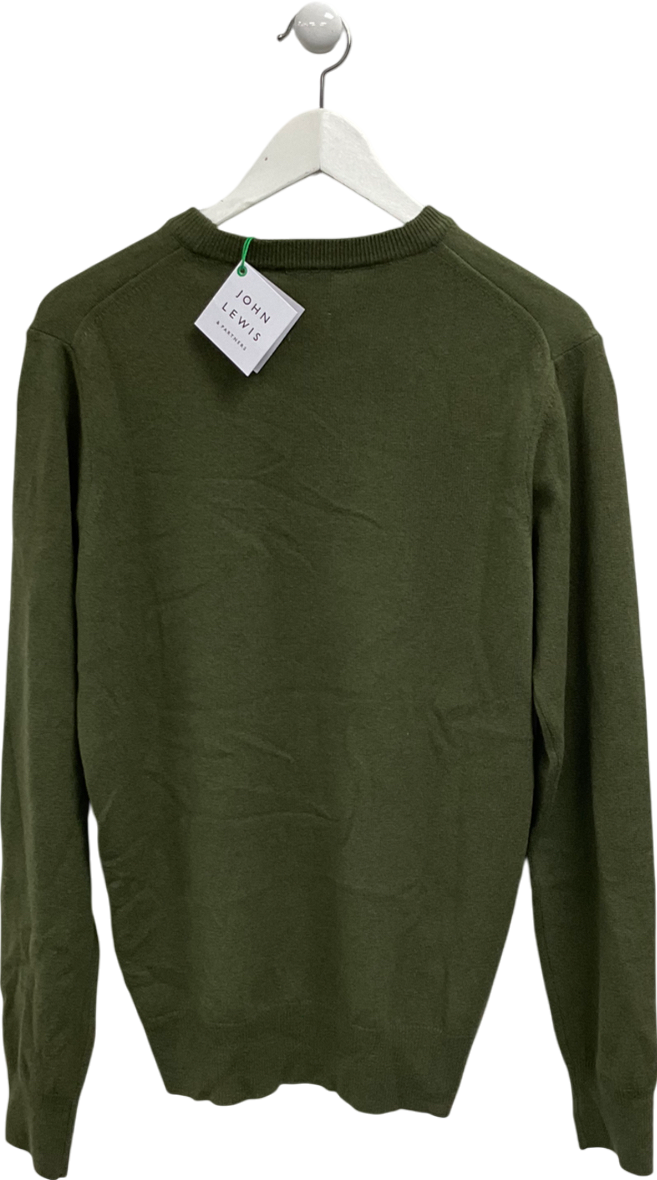 john lewis Green Cashmere Crew Neck Sweater UK M