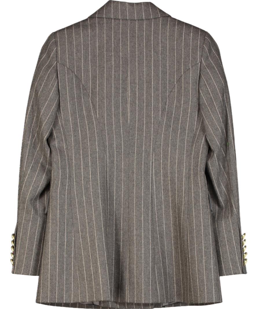 Holland Cooper Double Breasted Blazer Soft Grey Pinstripe UK 10