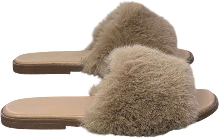 Age of Innocence Nude Rosalie Beige Fur Mules UK 11 EU 29 👼