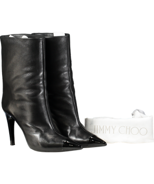 Jimmy Choo Black Cierra 100 Leather Ankle Boots UK 6 EU 39