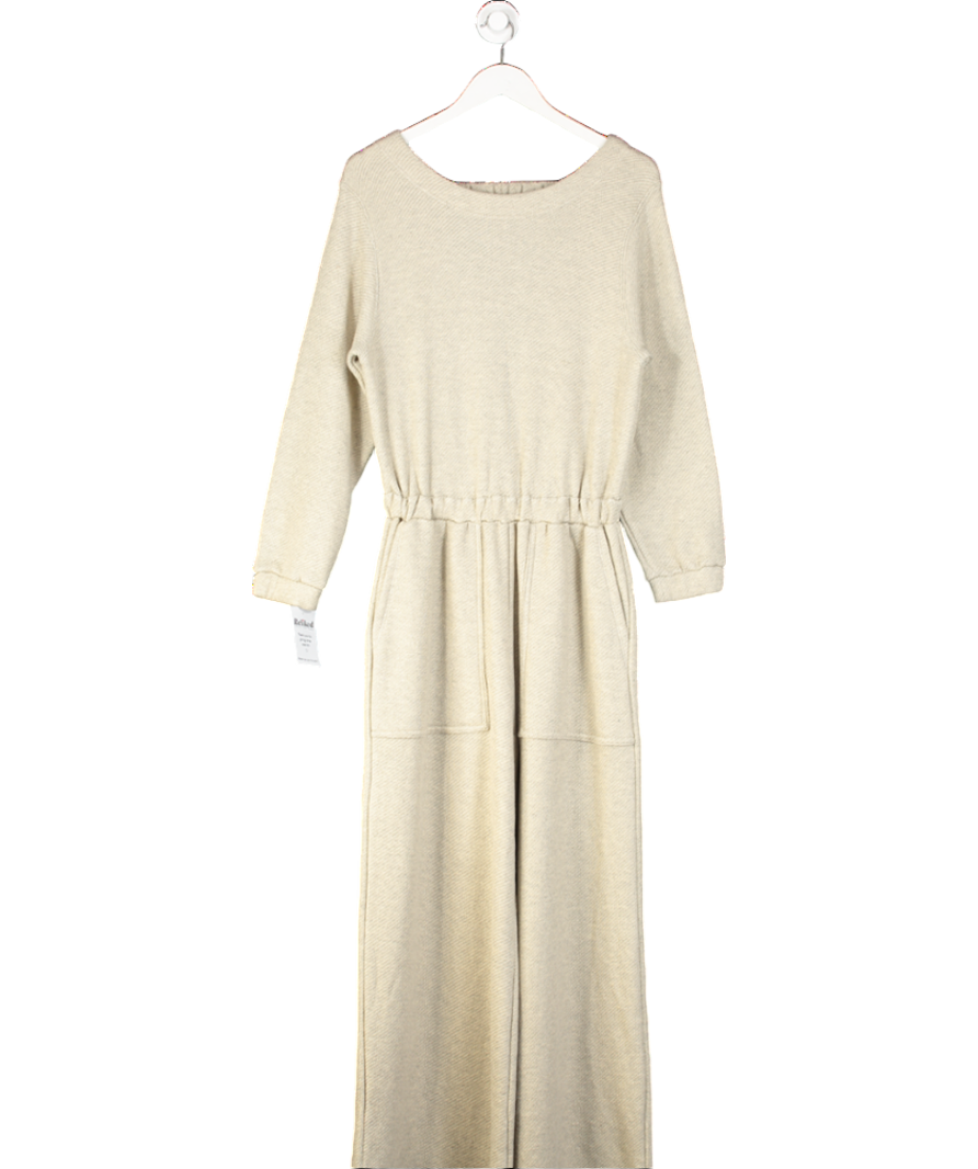 Free People Beige Open Back Cuffed Hem One Piece UK XS