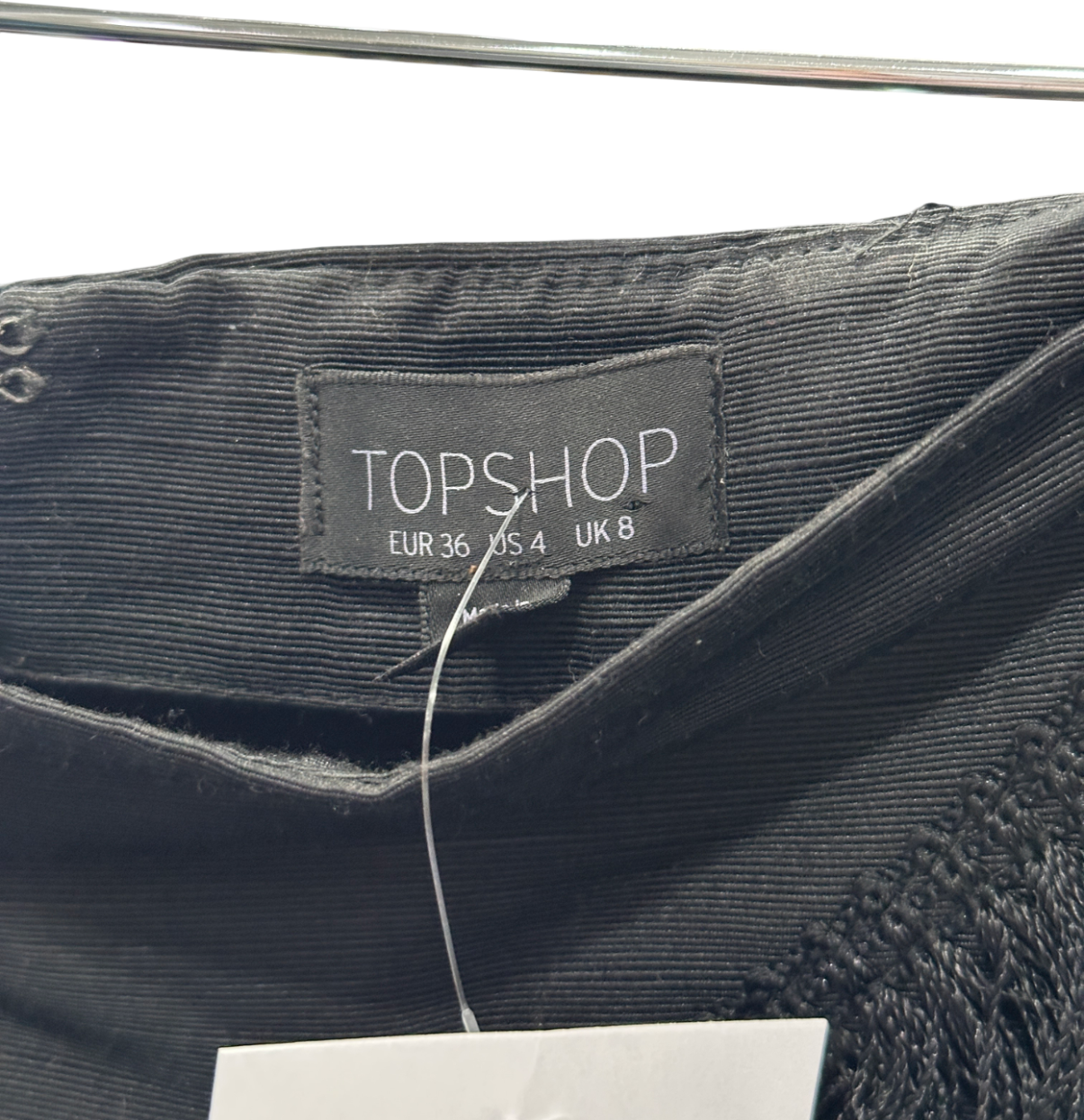 Topshop Black Fringe Detail Mini Skirt UK 8