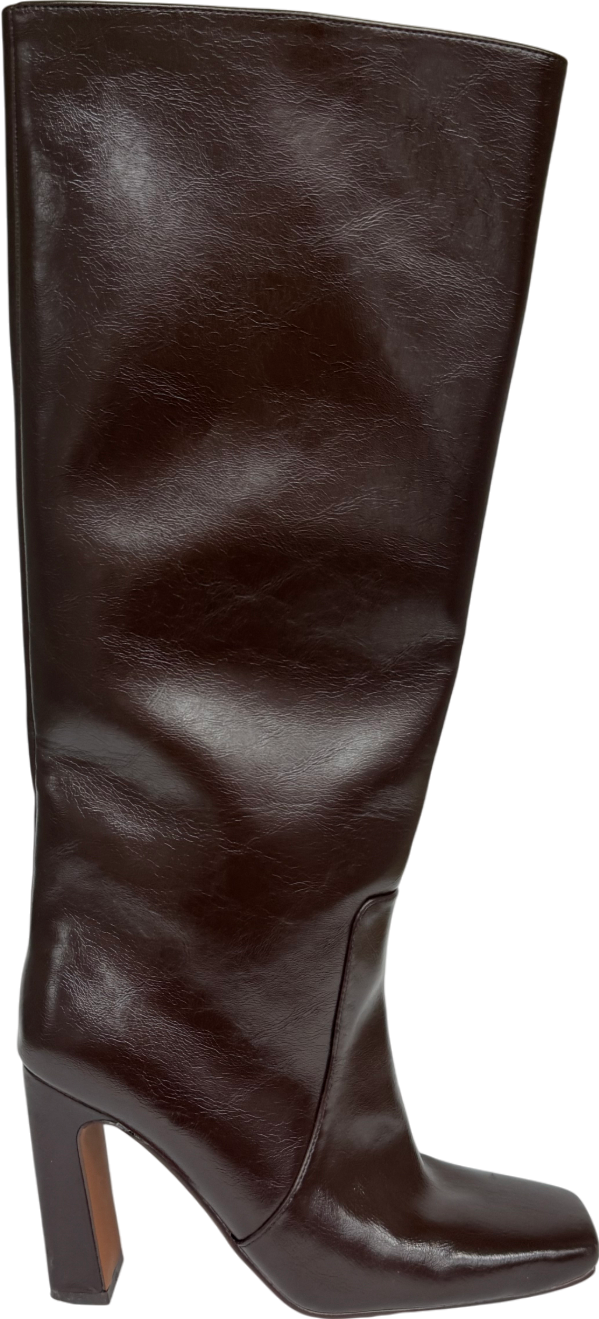 River Island Brown Wide Fit Chisel Toe High Leg Boots UK 3 EU 36 👠