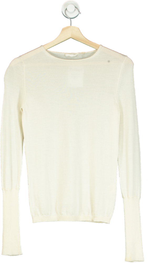 Bamford Ivory Long Sleeve Jumper with Button Detail UK S