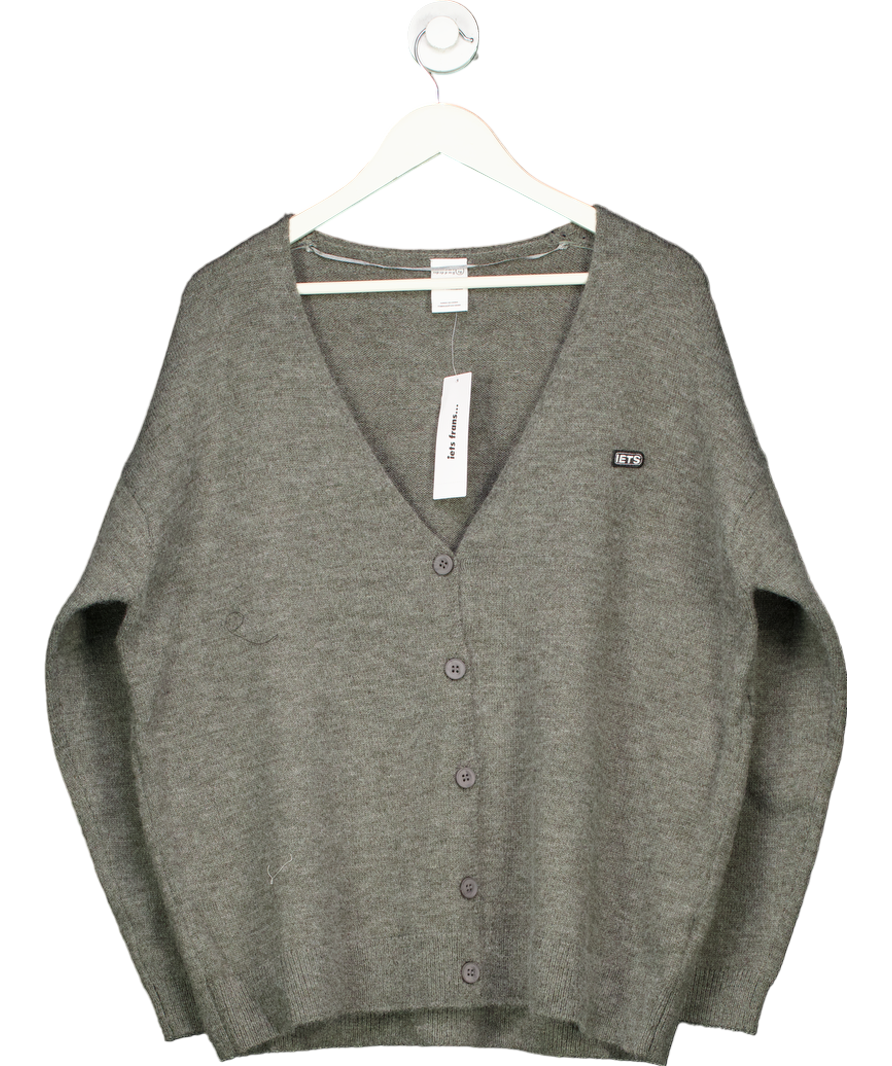 iets frans Grey Super Soft Grandad V-neck Cardigan UK XL