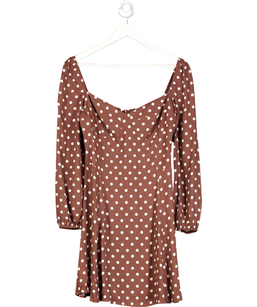 Reformation Brown Mochi Polka Dot Dress UK 10