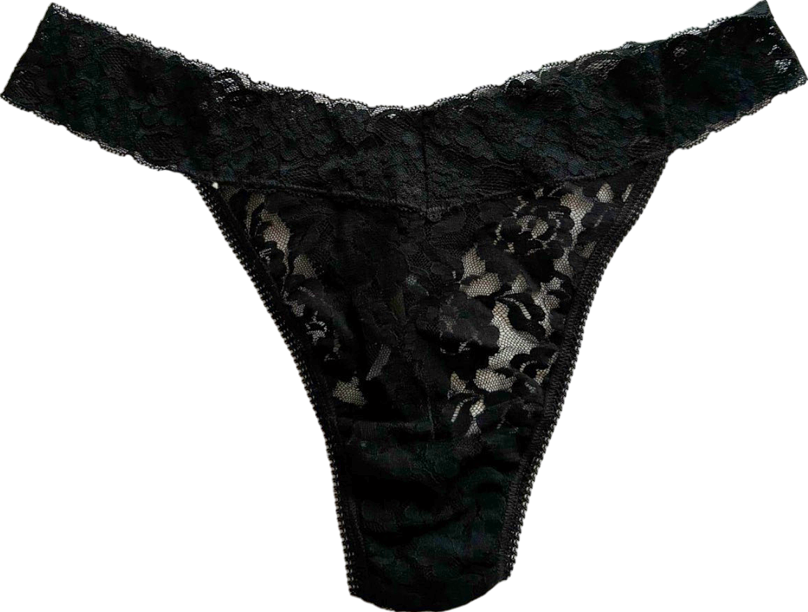 Anthropologie Black Lace Thong UK L