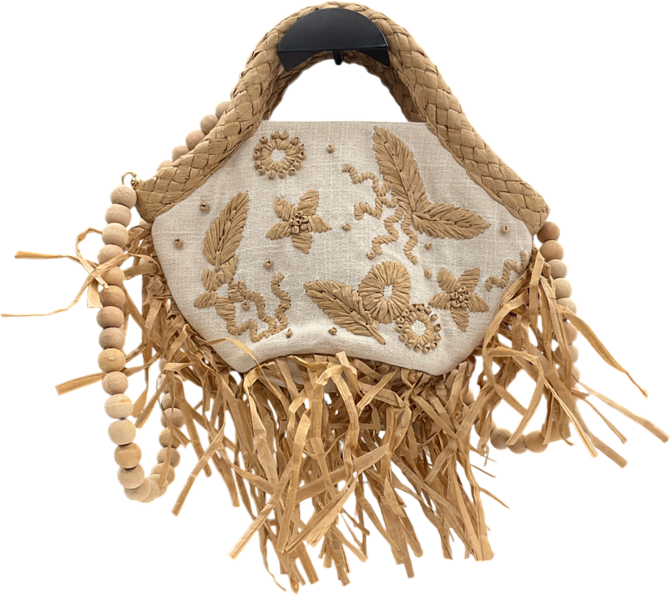 Never Fully Dressed Cream Raffia Cove Mini Bag UK S