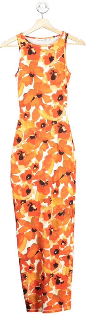 SLA The Label Orange Floral Maxi Dress UK XXS