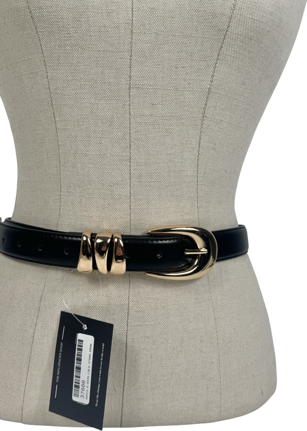 River Island Black Triple Keeper Belt UK XS