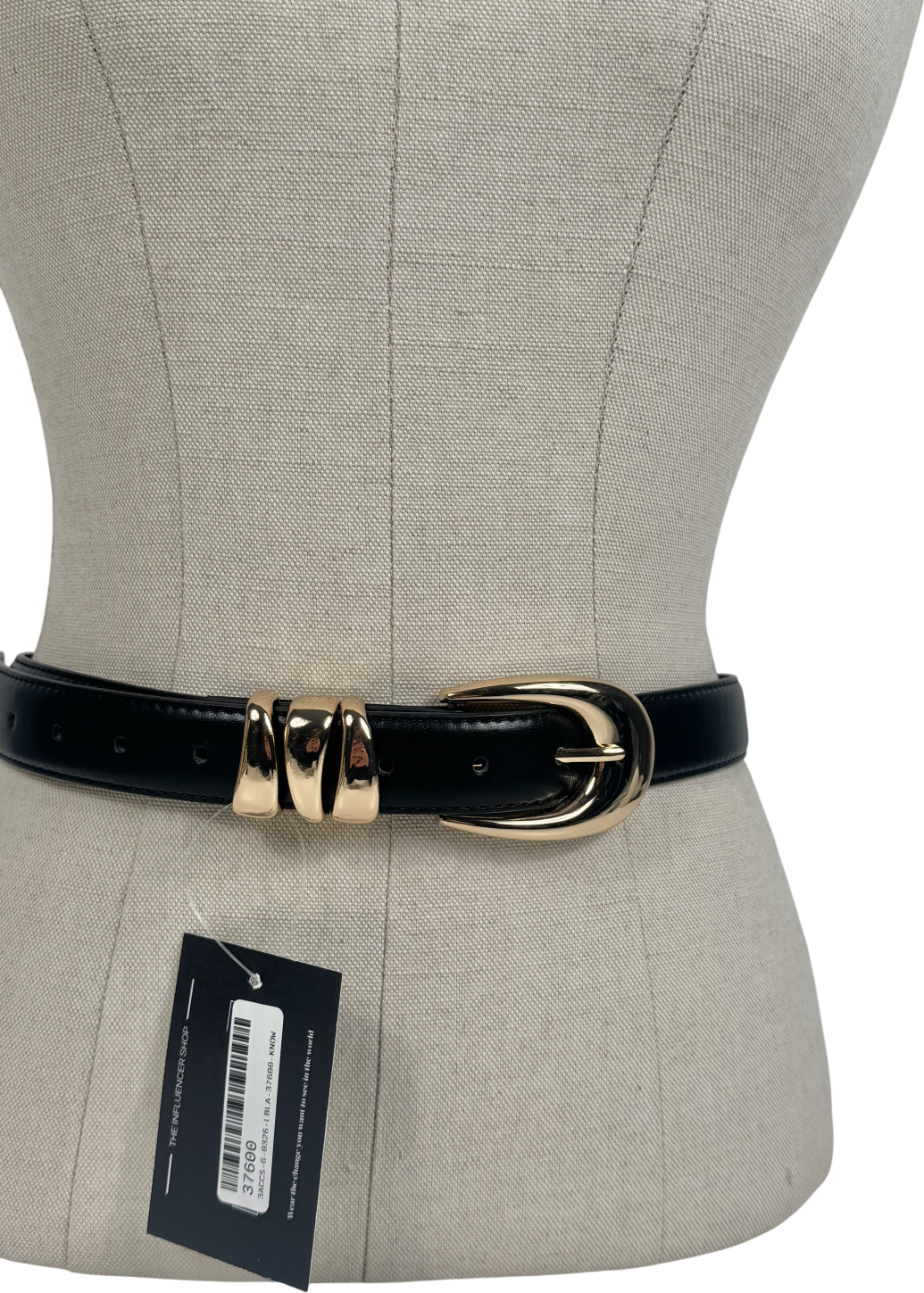 River Island Black Triple Keeper Belt UK XS