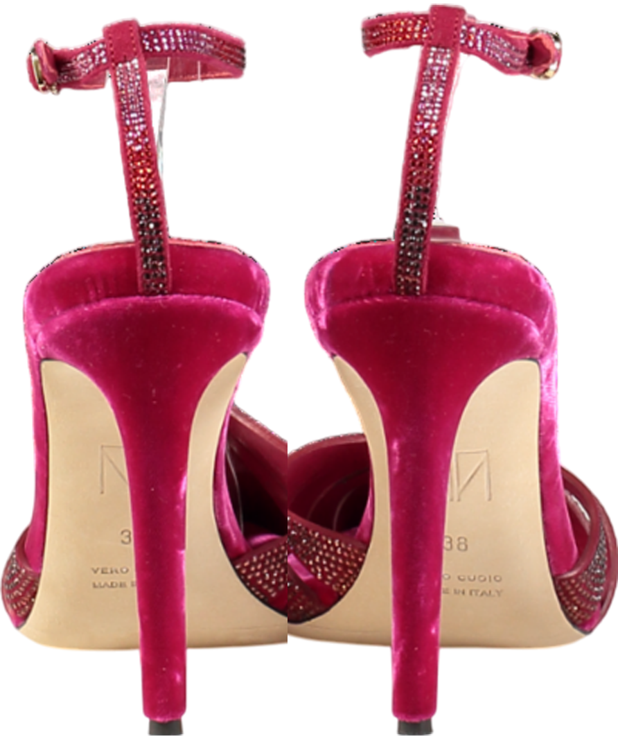 Tamara Mellon Red /pink Crystal-embellished Velvet Heels UK 5 EU 38