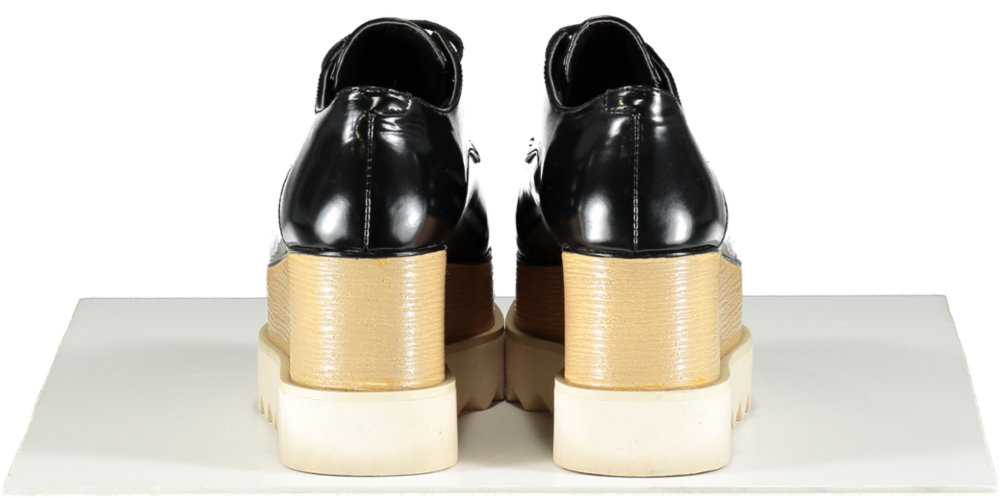 Stella McCartney Black Faux Leather Elyse Platform Derby Sneakers UK 3 EU 36 👠