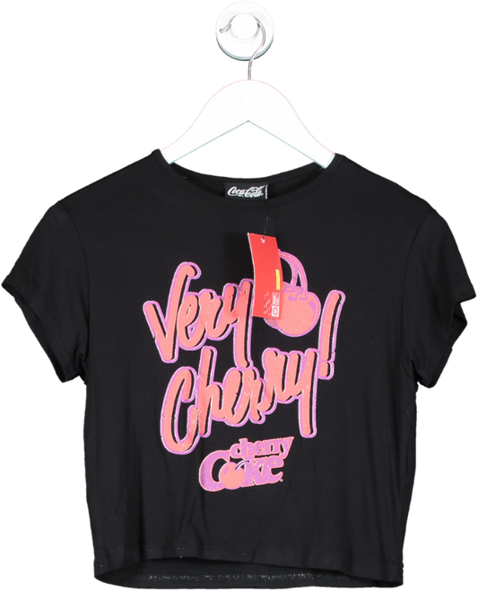 Nasty Gal Black Very Cherry Coke Graphic Baby T-shirt UK L