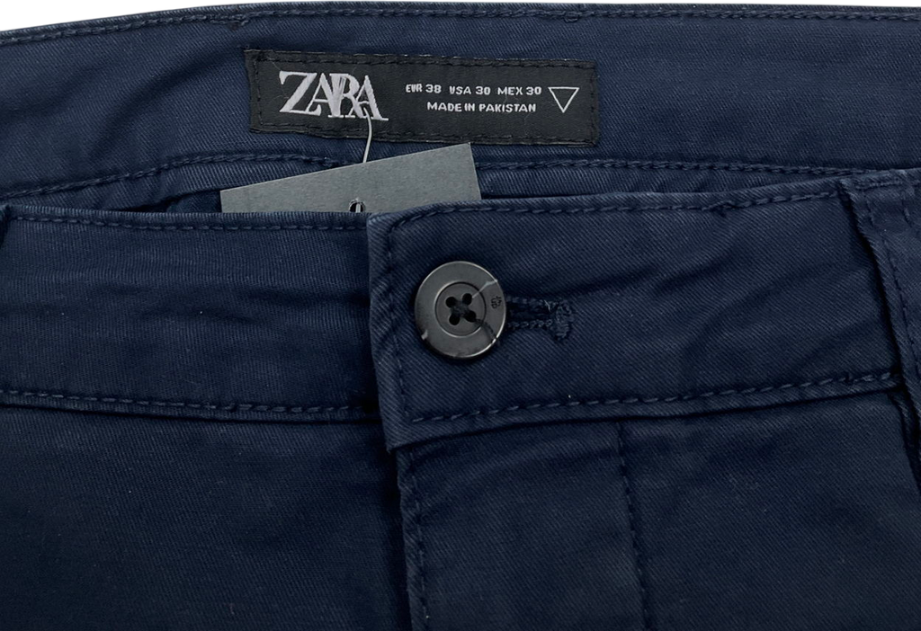 ZARA Blue Skinny Fit Chino Trousers UK 10