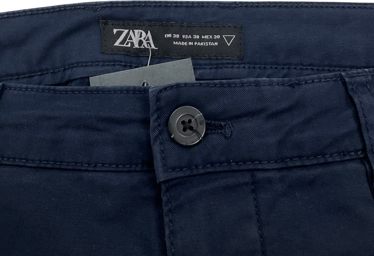 ZARA Blue Skinny Fit Chino Trousers UK 10