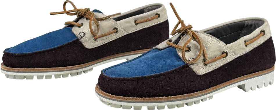LANVIN Blue / Multi Leather & Suede Boat Shoes UK 9 EU 43 👞