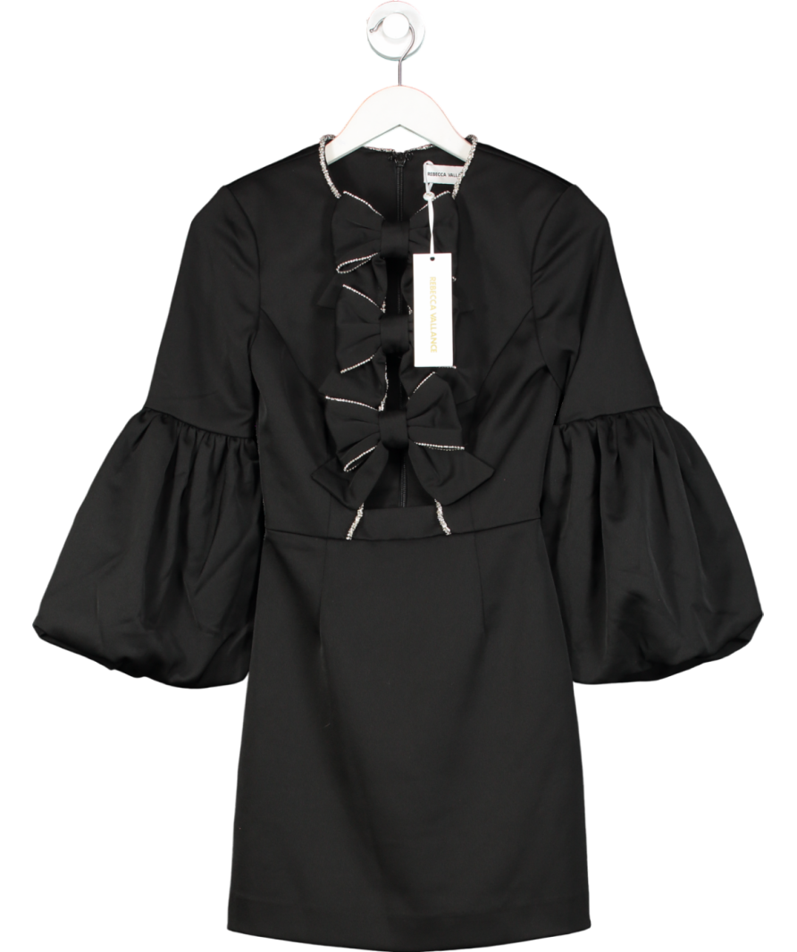 Rebecca Vallance Augustine Crystal-trim Bow-front Mini Dress In Black Us4 UK 8