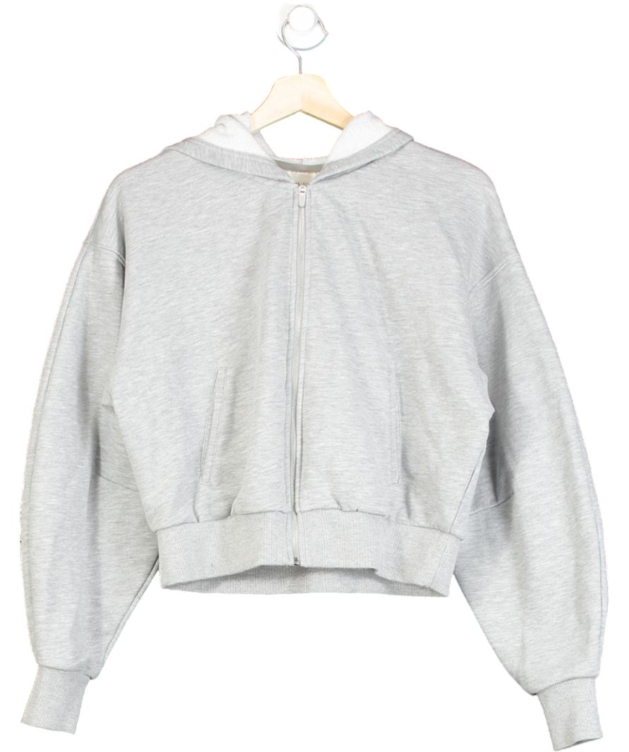 H&M Grey Cropped Zip Through Hoodie UK S