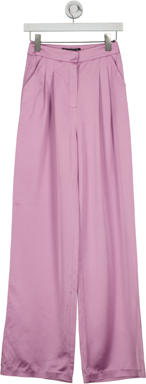 SELMACILEK Purple Wide Leg Satin Pants UK XS