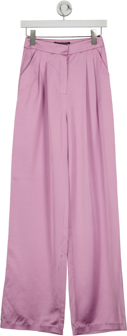 SELMACILEK Purple Wide Leg Satin Pants UK XS