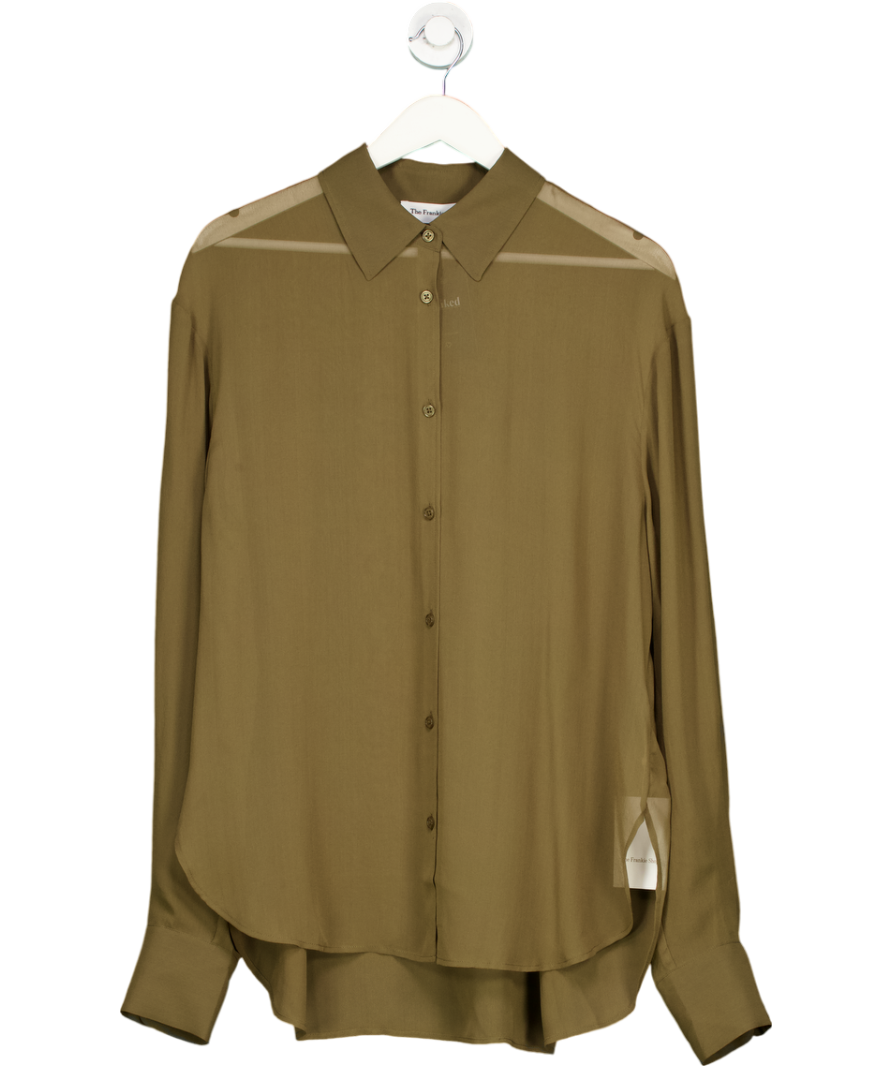 FRANKIE SHOP Green Peri Silk Georgette Shirt UK M