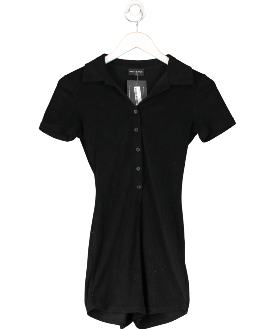 White Fox Black Collared Button Up Playsuit UK XS