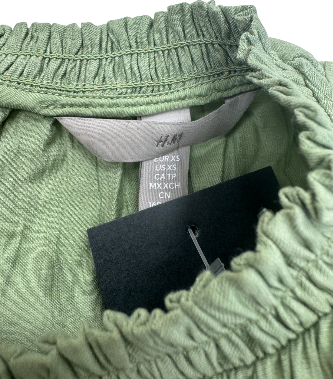 H&M Green Shirred Midi Dress UK XS